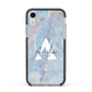 Blue Onyx Marble Apple iPhone XR Impact Case Black Edge on Silver Phone
