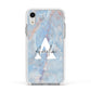 Blue Onyx Marble Apple iPhone XR Impact Case White Edge on Silver Phone