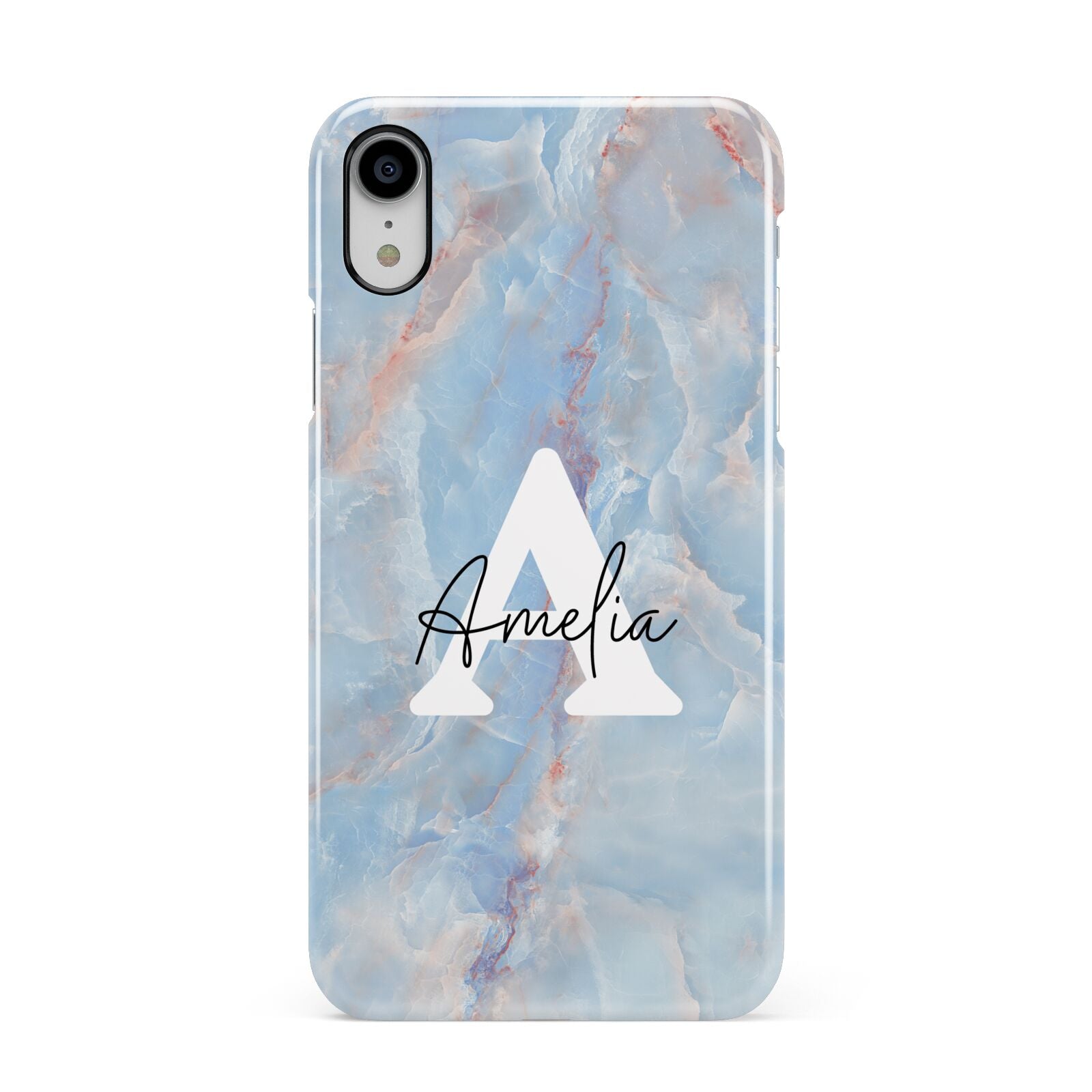 Blue Onyx Marble Apple iPhone XR White 3D Snap Case