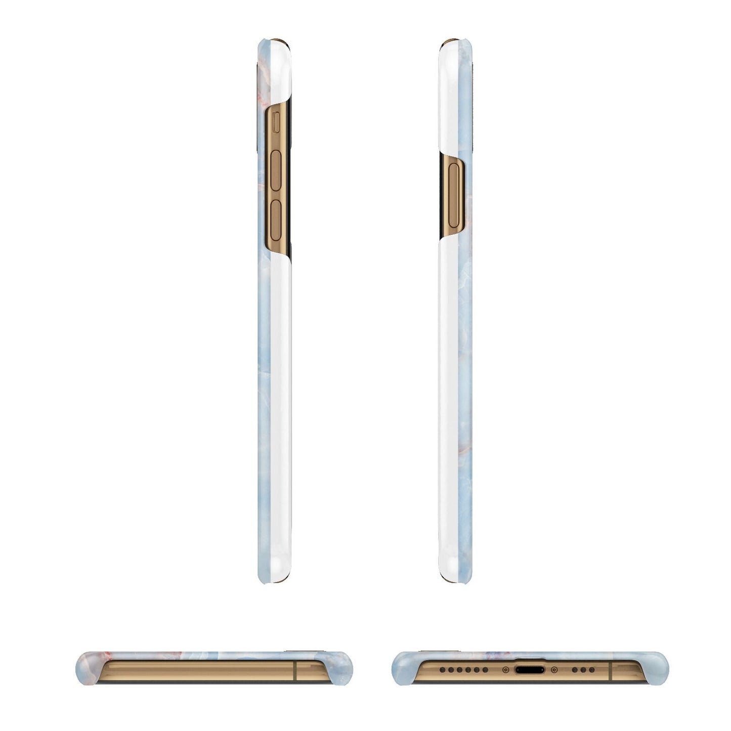 Blue Onyx Marble Apple iPhone Xs 3D Wrap Snap Case Angled Images