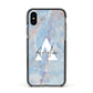 Blue Onyx Marble Apple iPhone Xs Impact Case Black Edge on Black Phone