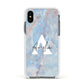 Blue Onyx Marble Apple iPhone Xs Impact Case White Edge on Black Phone
