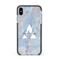 Blue Onyx Marble Apple iPhone Xs Max Impact Case Black Edge on Silver Phone