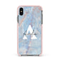 Blue Onyx Marble Apple iPhone Xs Max Impact Case Pink Edge on Black Phone