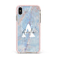 Blue Onyx Marble Apple iPhone Xs Max Impact Case Pink Edge on Gold Phone
