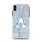 Blue Onyx Marble Apple iPhone Xs Max Impact Case White Edge on Black Phone