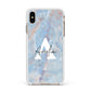 Blue Onyx Marble Apple iPhone Xs Max Impact Case White Edge on Gold Phone