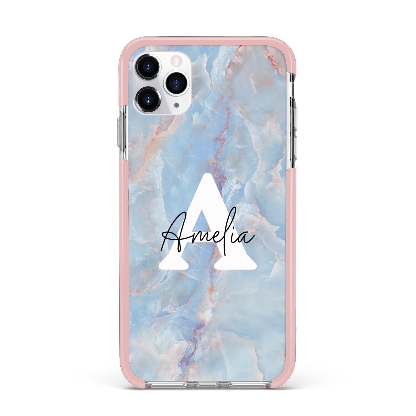 Blue Onyx Marble iPhone 11 Pro Max Impact Pink Edge Case