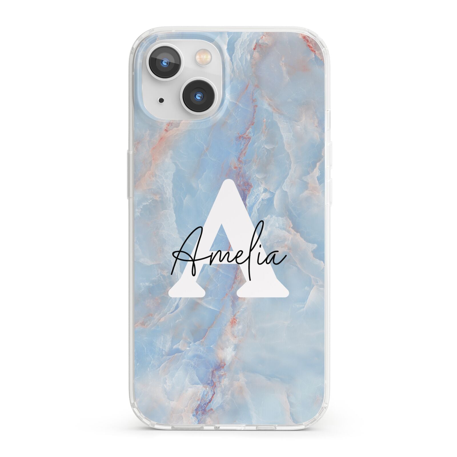 Blue Onyx Marble iPhone 13 Clear Bumper Case