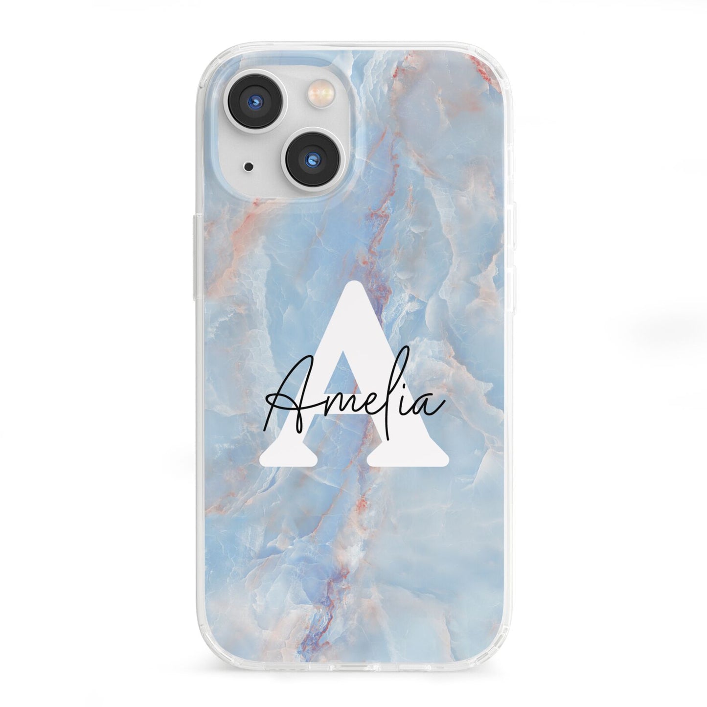 Blue Onyx Marble iPhone 13 Mini Clear Bumper Case