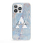Blue Onyx Marble iPhone 13 Pro Clear Bumper Case