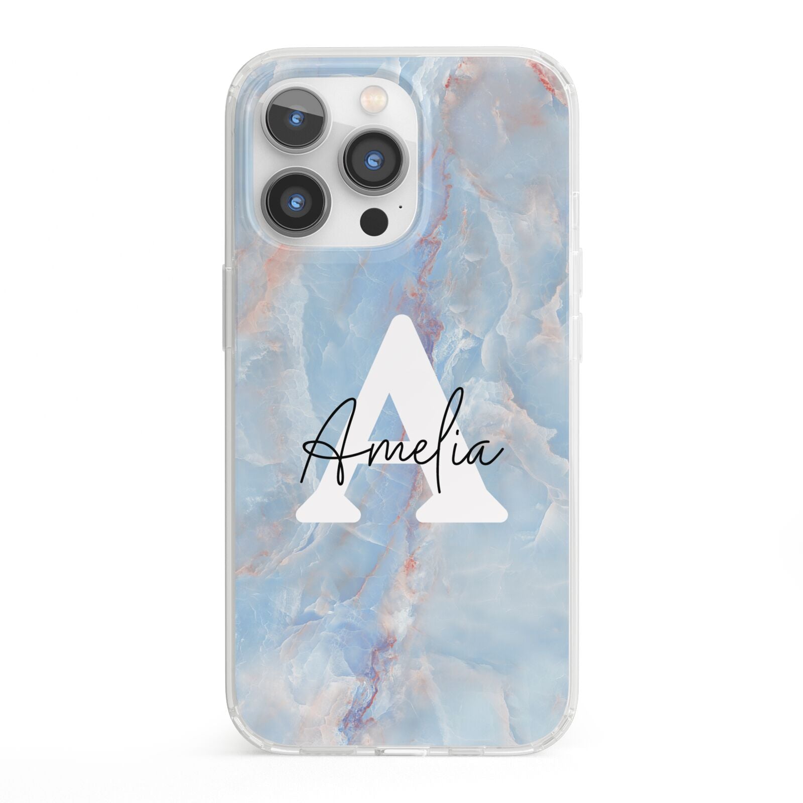 Blue Onyx Marble iPhone 13 Pro Clear Bumper Case