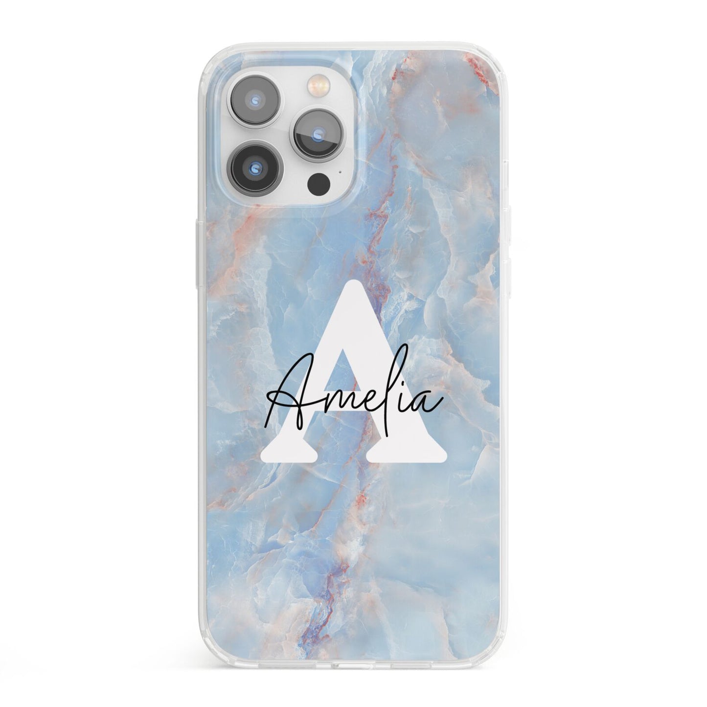 Blue Onyx Marble iPhone 13 Pro Max Clear Bumper Case