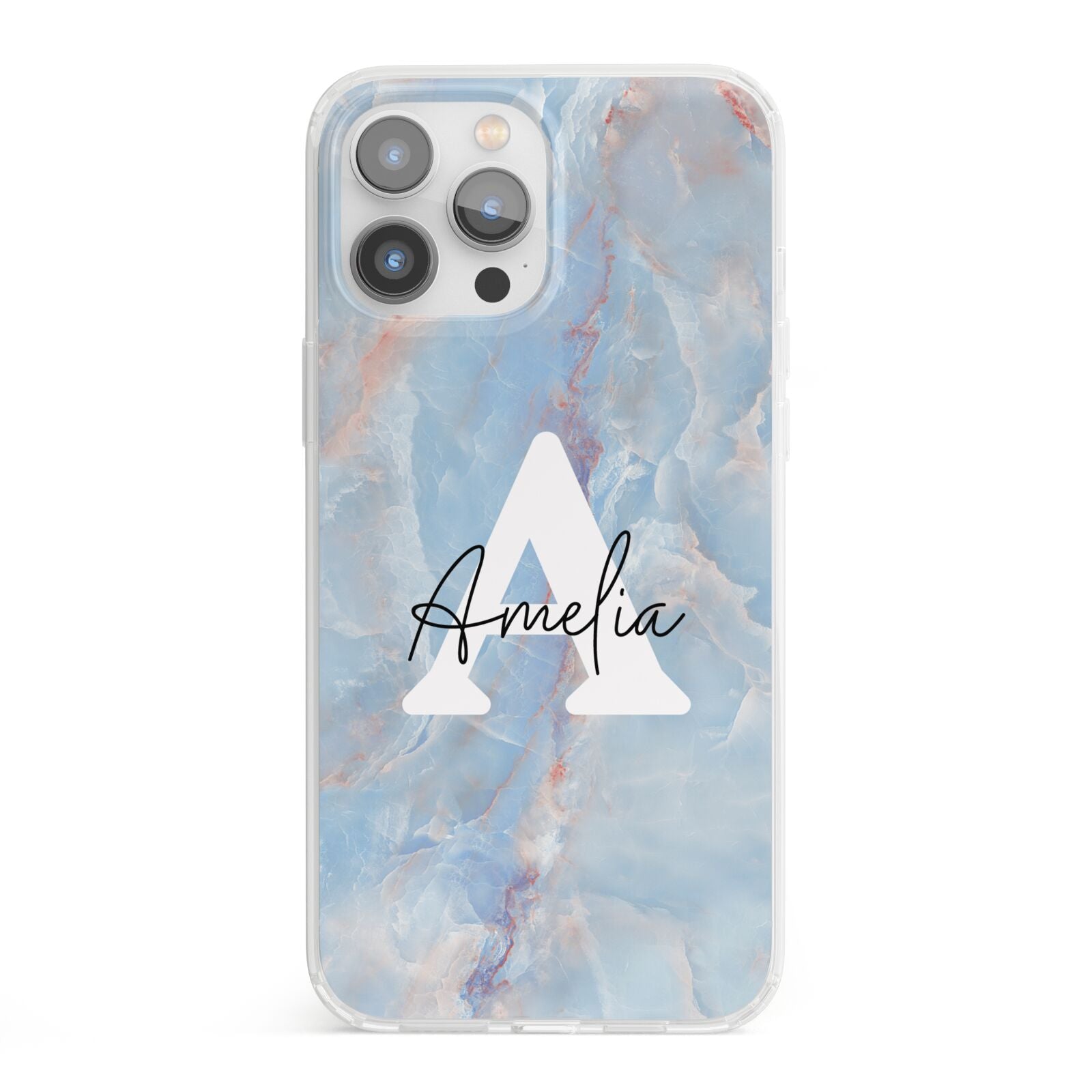 Blue Onyx Marble iPhone 13 Pro Max Clear Bumper Case