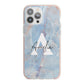 Blue Onyx Marble iPhone 13 Pro Max TPU Impact Case with Pink Edges