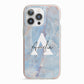 Blue Onyx Marble iPhone 13 Pro TPU Impact Case with Pink Edges