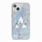 Blue Onyx Marble iPhone 13 TPU Impact Case with White Edges