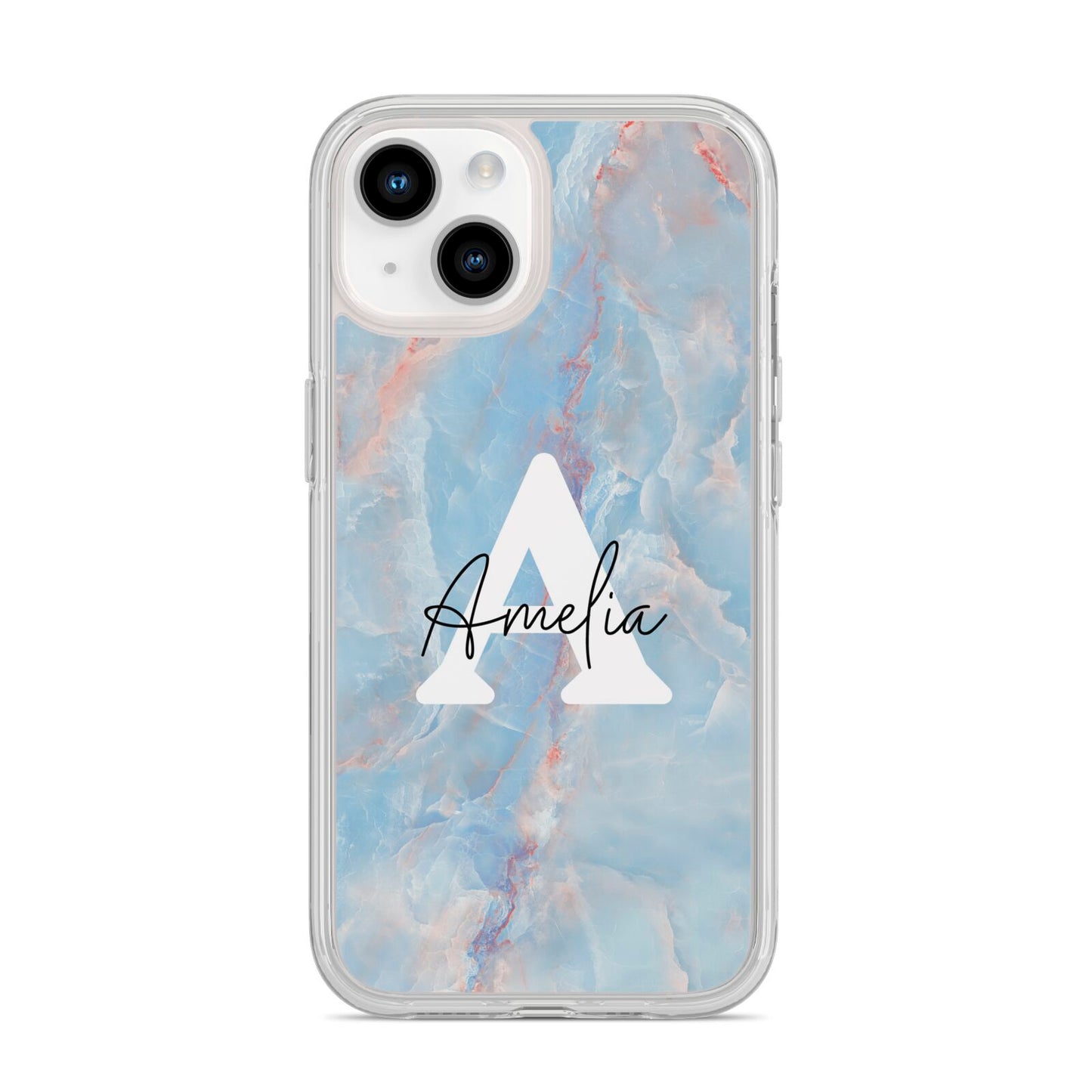 Blue Onyx Marble iPhone 14 Clear Tough Case Starlight