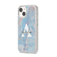 Blue Onyx Marble iPhone 14 Glitter Tough Case Starlight Angled Image