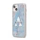 Blue Onyx Marble iPhone 14 Plus Clear Tough Case Starlight Angled Image
