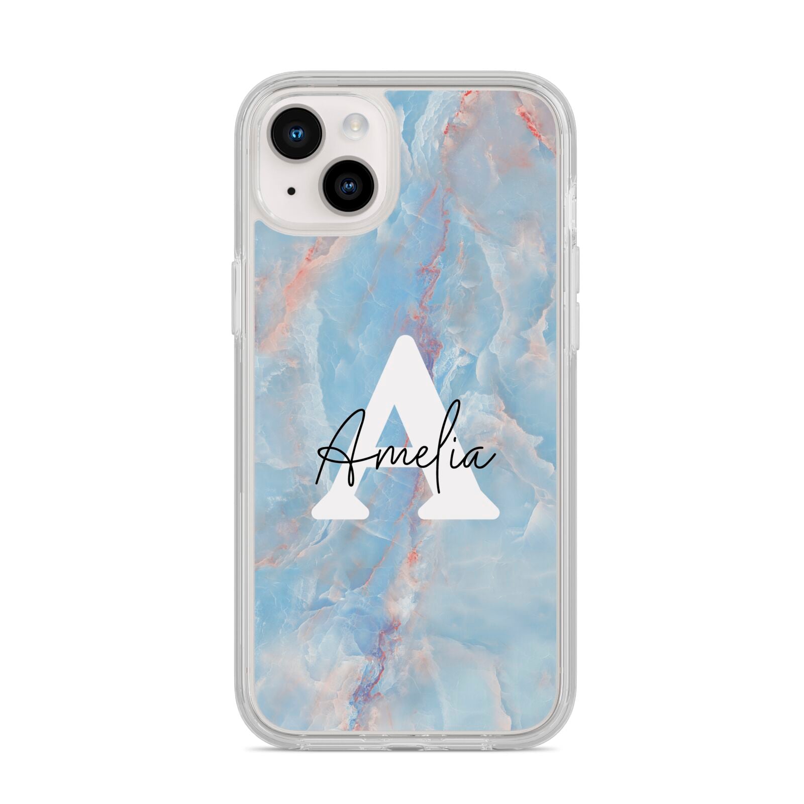 Blue Onyx Marble iPhone 14 Plus Clear Tough Case Starlight
