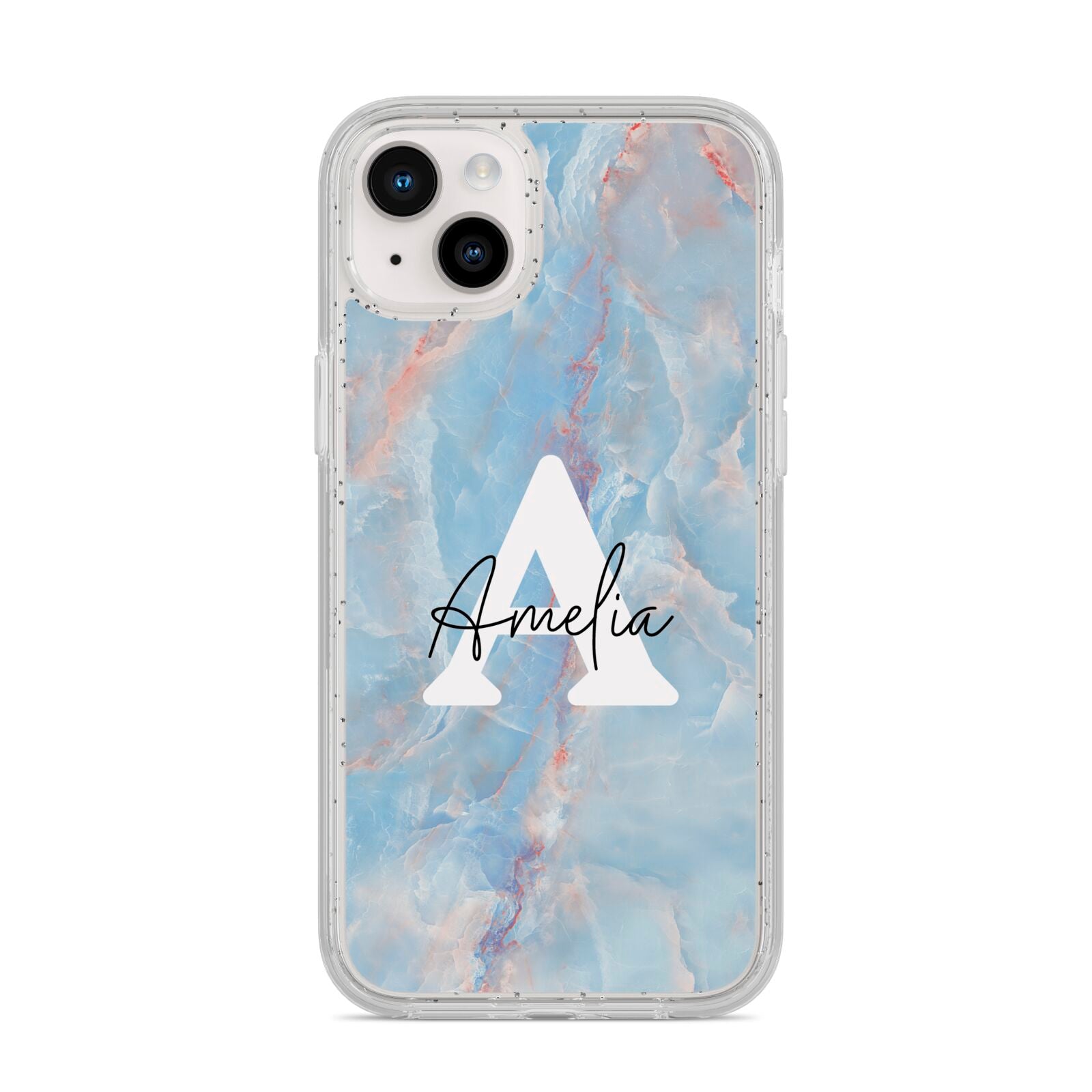 Blue Onyx Marble iPhone 14 Plus Glitter Tough Case Starlight