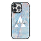 Blue Onyx Marble iPhone 14 Pro Max Black Impact Case on Silver phone
