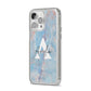 Blue Onyx Marble iPhone 14 Pro Max Clear Tough Case Silver Angled Image