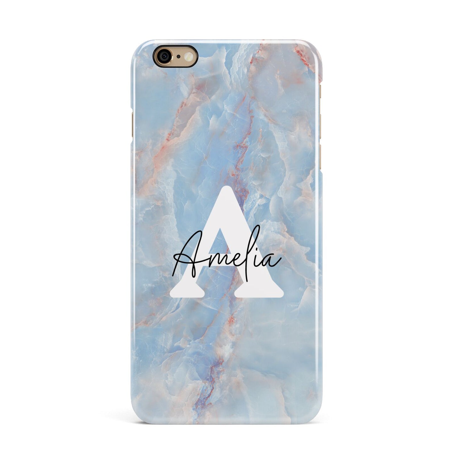Blue Onyx Marble iPhone 6 Plus 3D Snap Case on Gold Phone