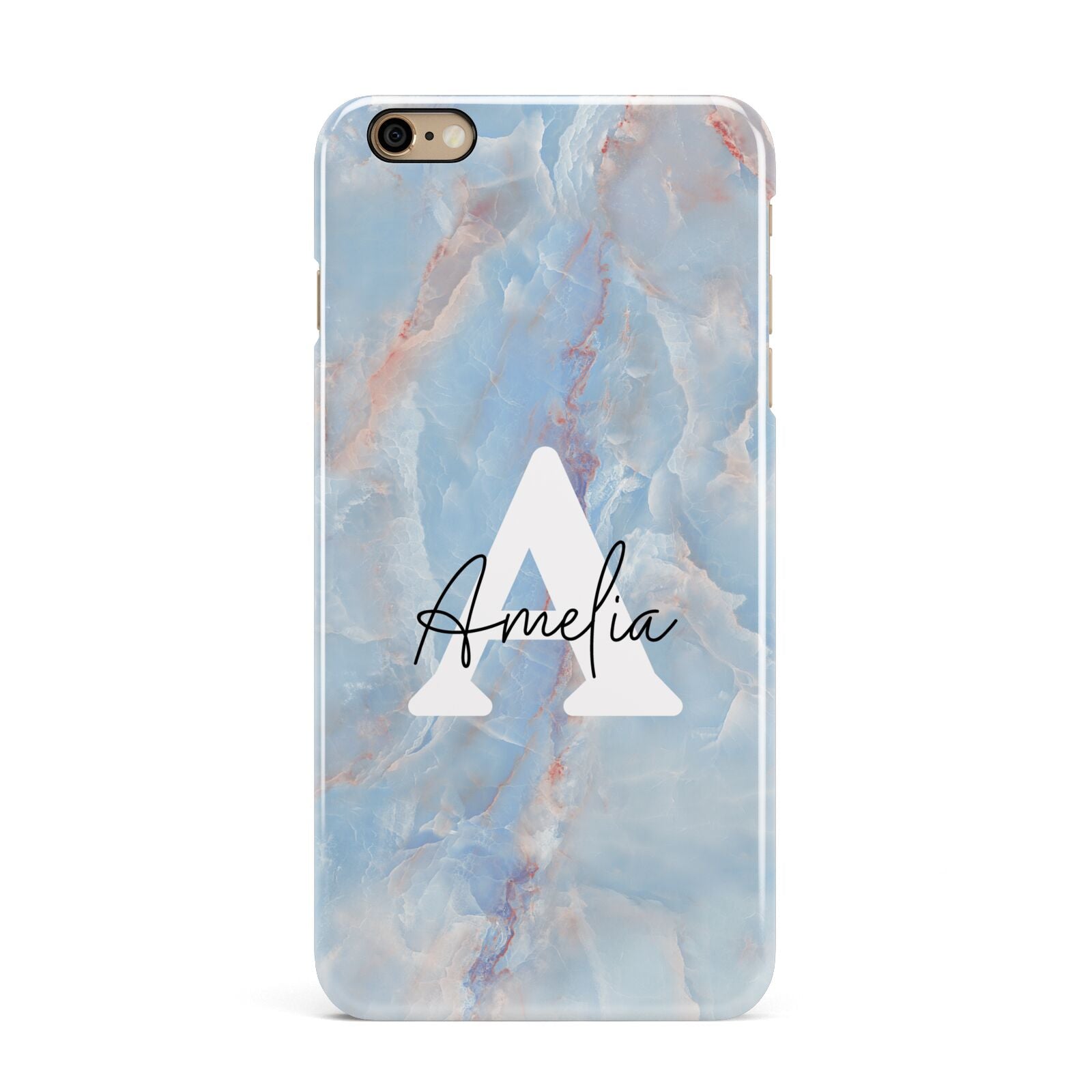 Blue Onyx Marble iPhone 6 Plus 3D Snap Case on Gold Phone