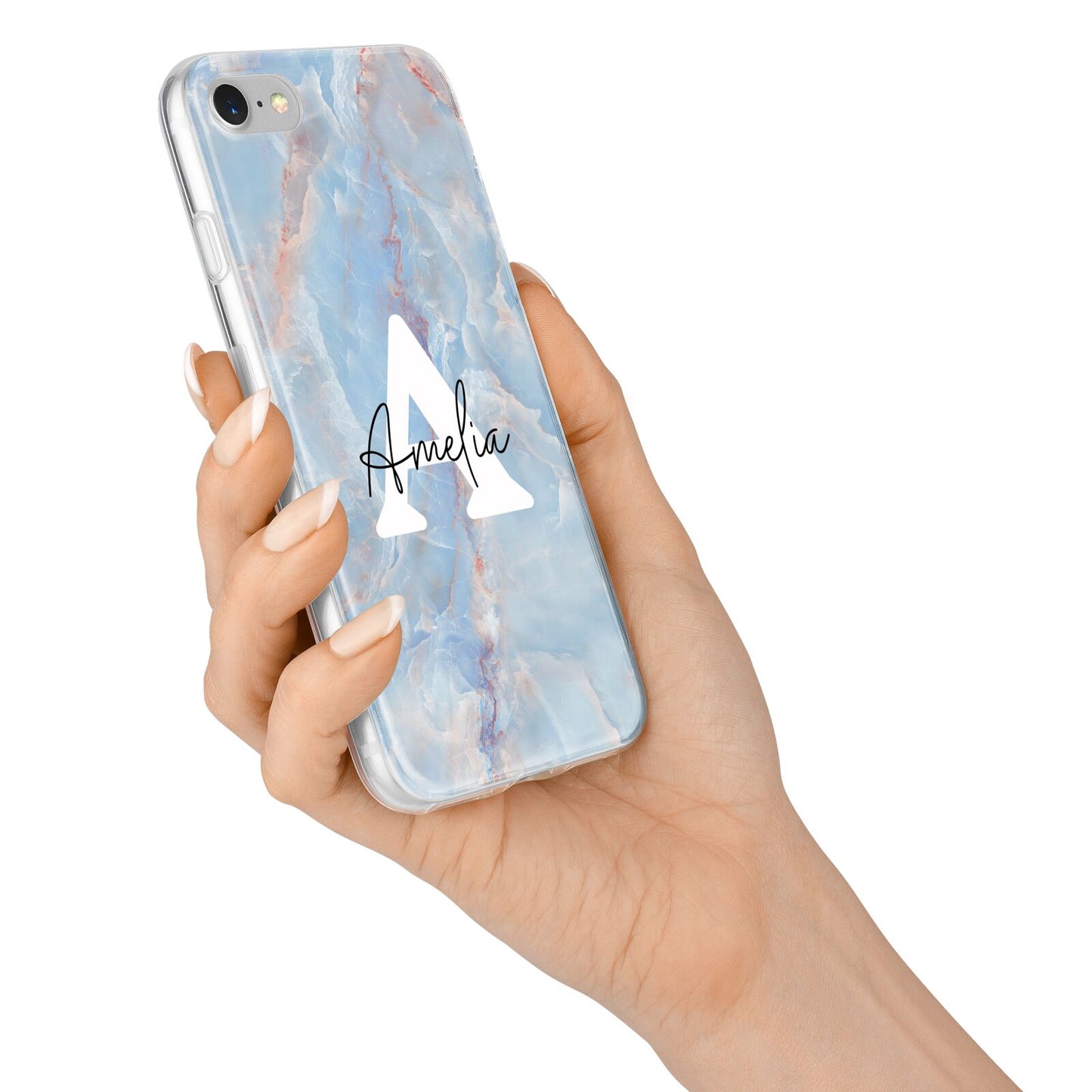 Blue Onyx Marble iPhone 7 Bumper Case on Silver iPhone Alternative Image