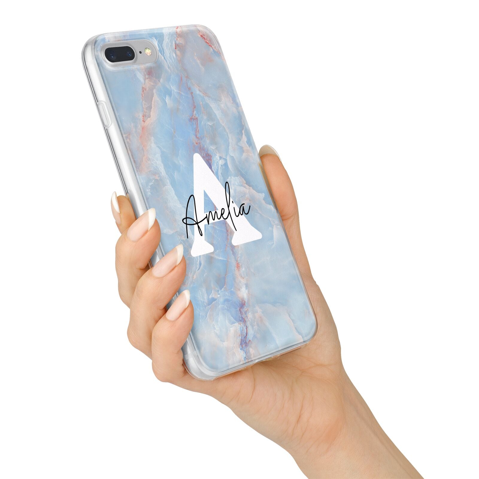 Blue Onyx Marble iPhone 7 Plus Bumper Case on Silver iPhone Alternative Image