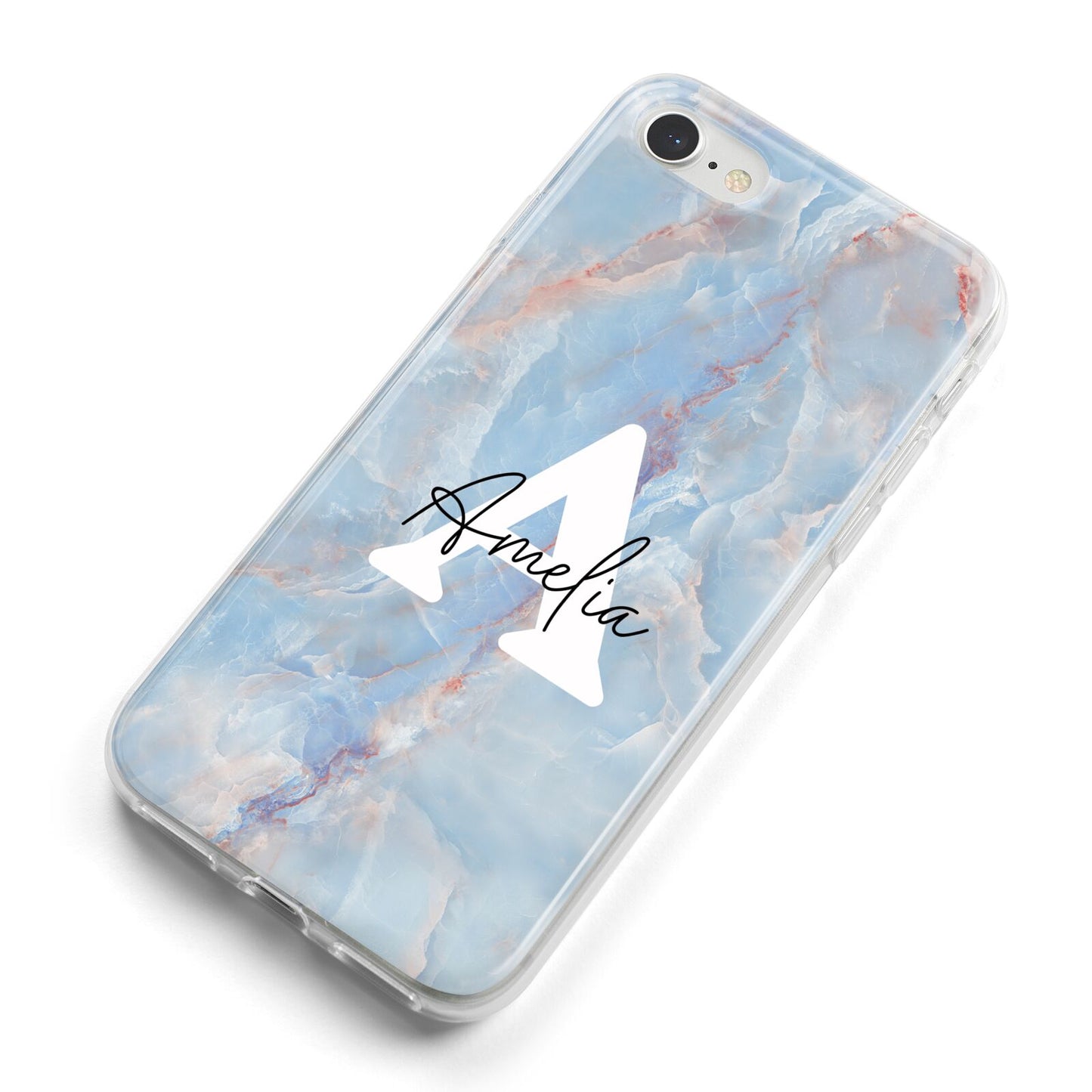 Blue Onyx Marble iPhone 8 Bumper Case on Silver iPhone Alternative Image