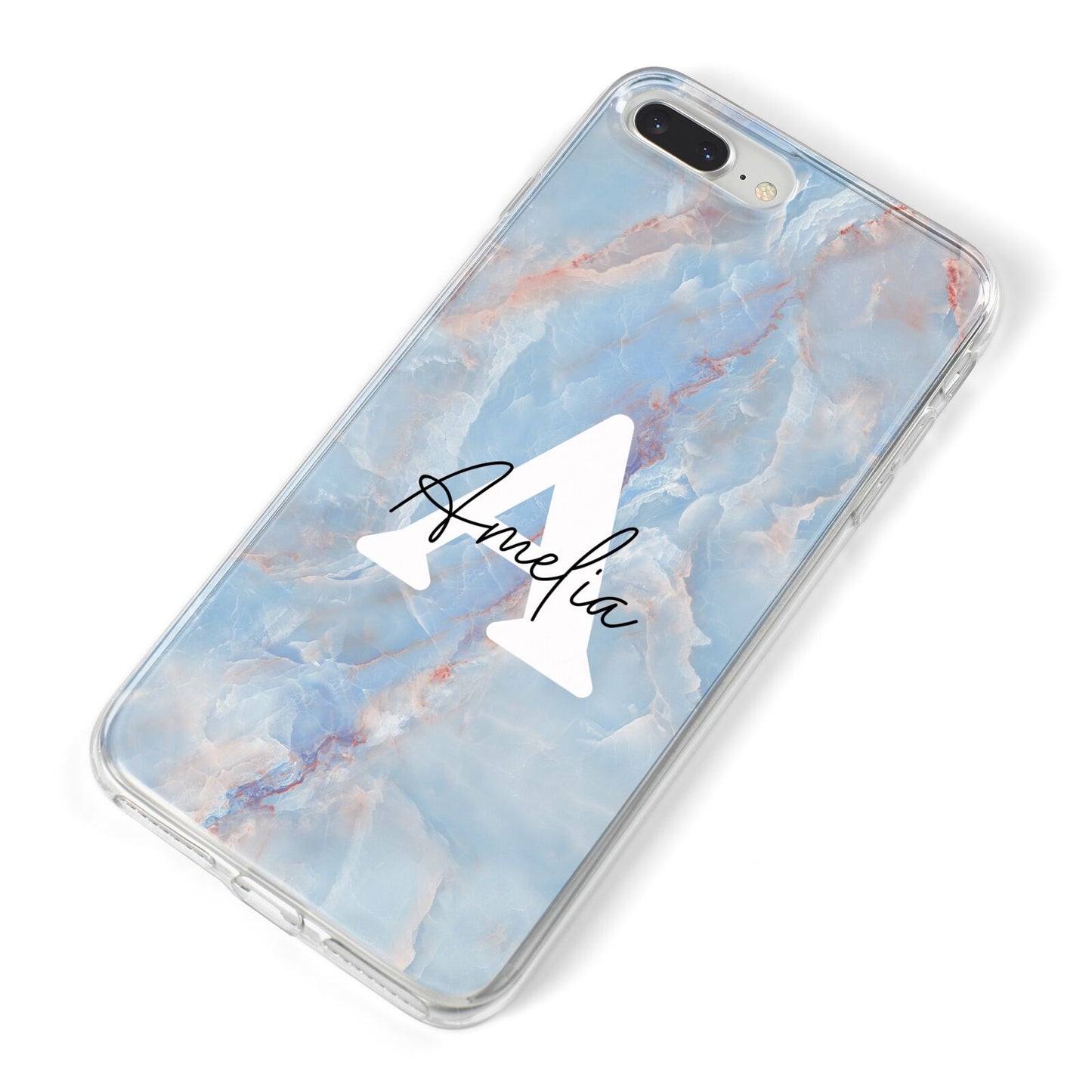 Blue Onyx Marble iPhone 8 Plus Bumper Case on Silver iPhone Alternative Image
