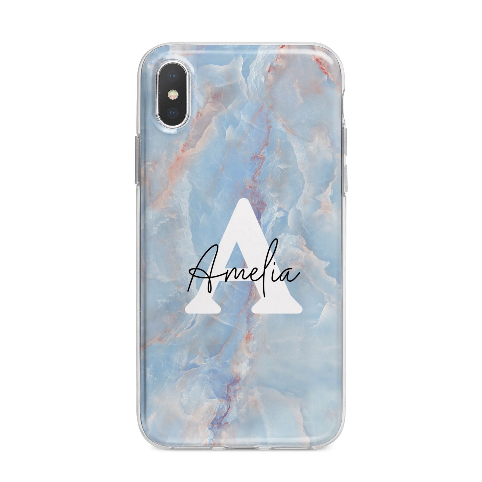 Blue Onyx Marble iPhone X Bumper Case on Silver iPhone Alternative Image 1