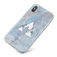 Blue Onyx Marble iPhone X Bumper Case on Silver iPhone