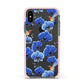 Blue Orchid Apple iPhone Xs Impact Case Pink Edge on Black Phone