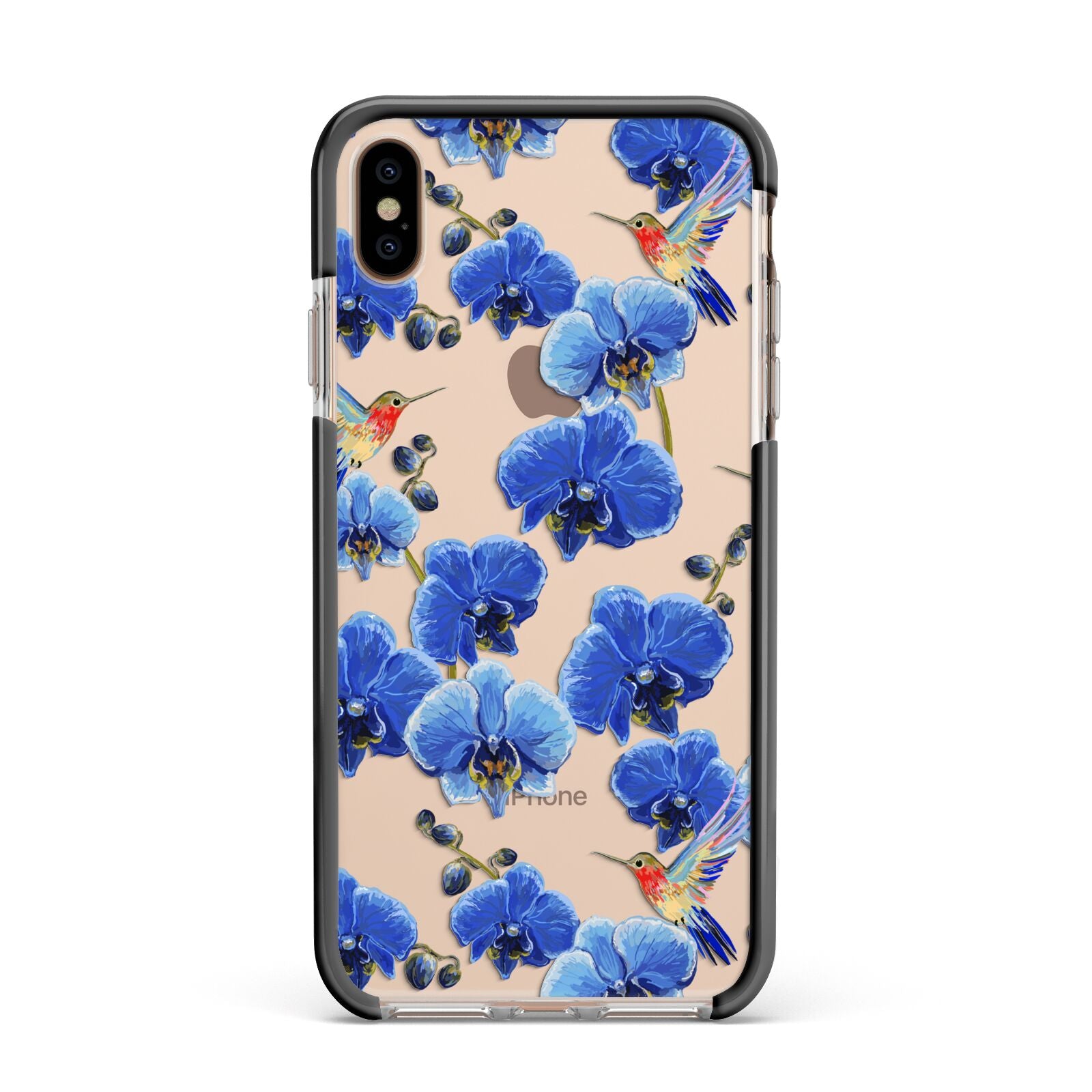 Blue Orchid Apple iPhone Xs Max Impact Case Black Edge on Gold Phone