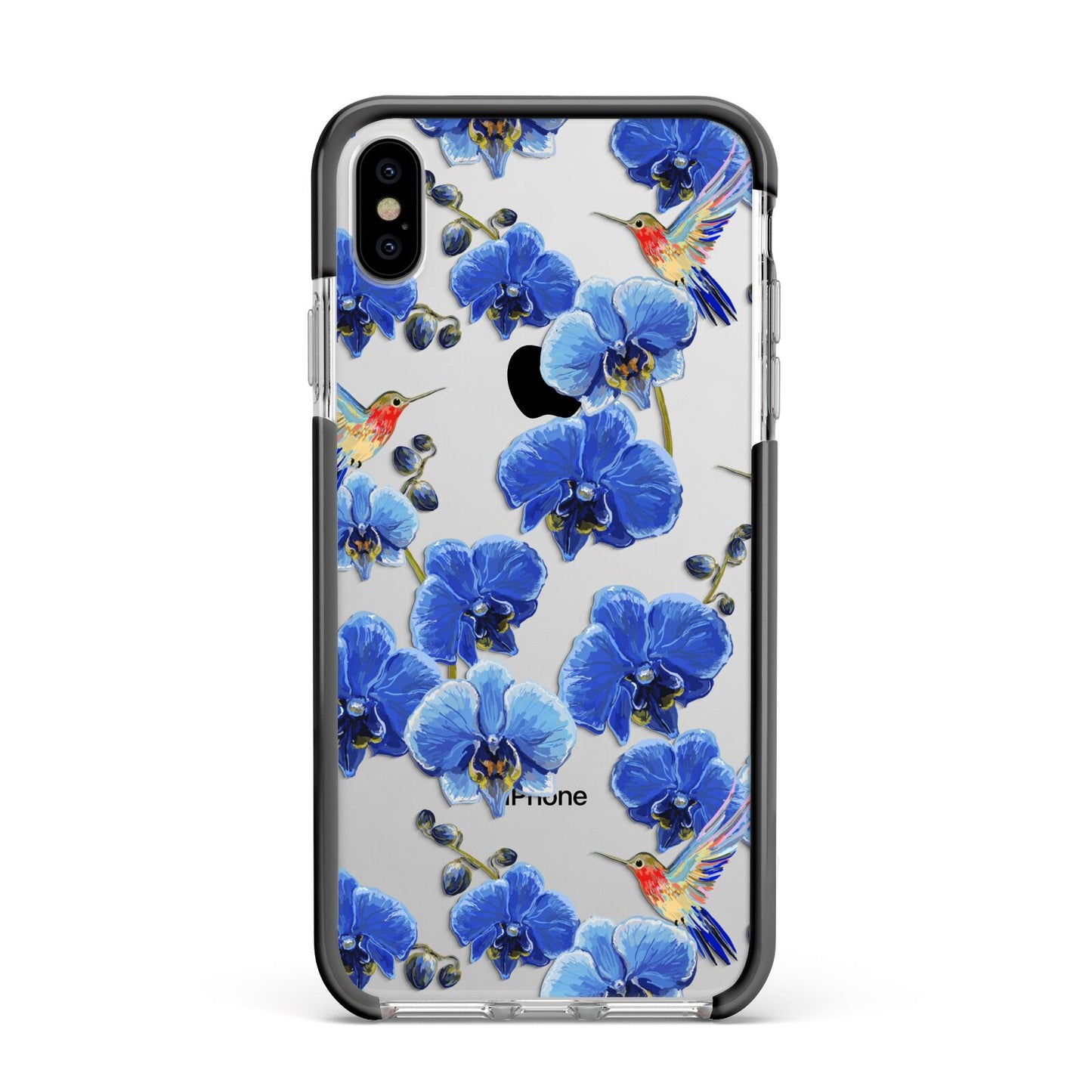 Blue Orchid Apple iPhone Xs Max Impact Case Black Edge on Silver Phone