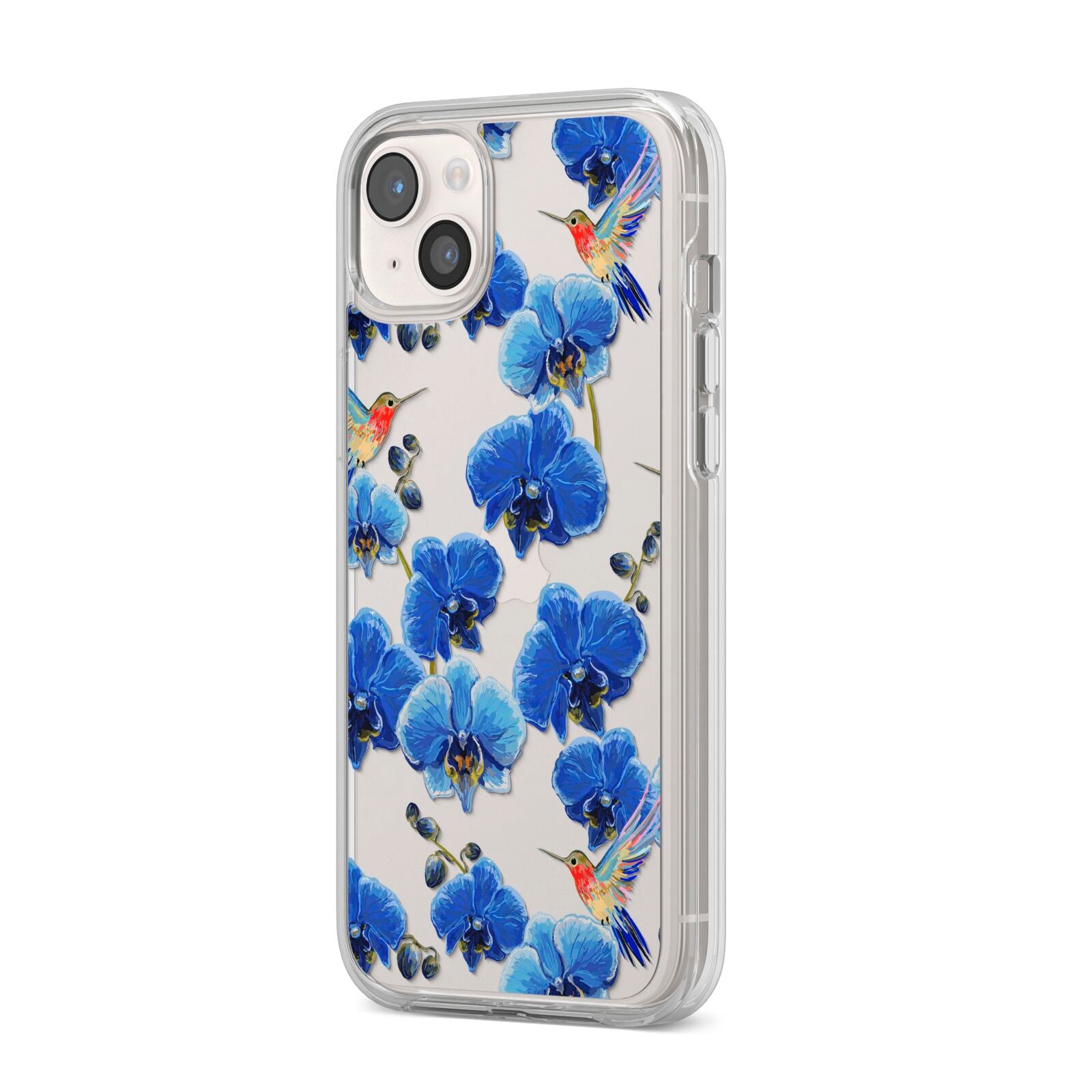 Blue Orchid iPhone 14 Plus Clear Tough Case Starlight Angled Image