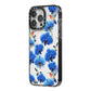 Blue Orchid iPhone 14 Pro Max Black Impact Case Side Angle on Silver phone