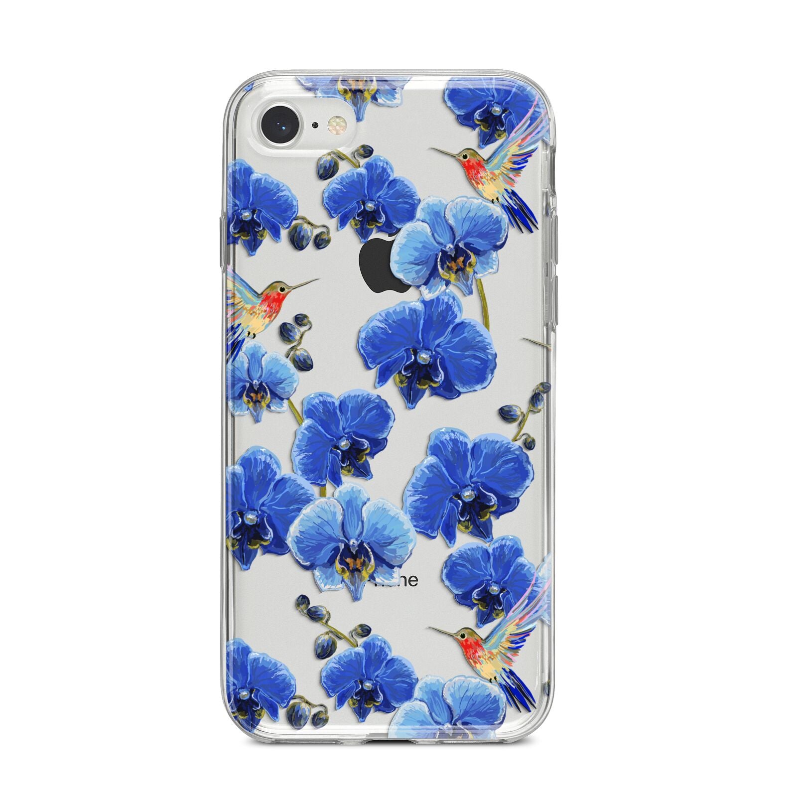 Blue Orchid iPhone 8 Bumper Case on Silver iPhone