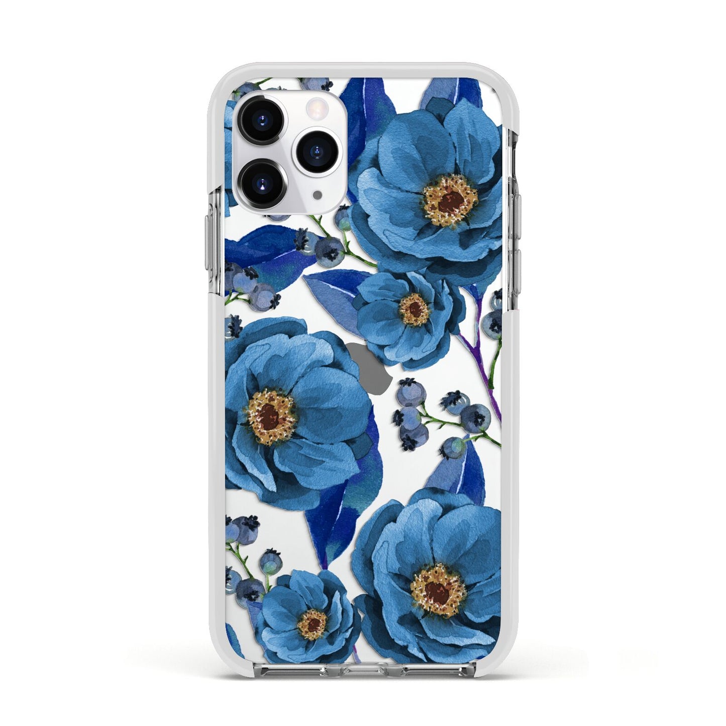 Blue Peonies Apple iPhone 11 Pro in Silver with White Impact Case