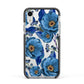 Blue Peonies Apple iPhone XR Impact Case Black Edge on Silver Phone