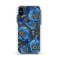 Blue Peonies Apple iPhone Xs Impact Case White Edge on Black Phone