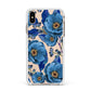 Blue Peonies Apple iPhone Xs Max Impact Case White Edge on Gold Phone
