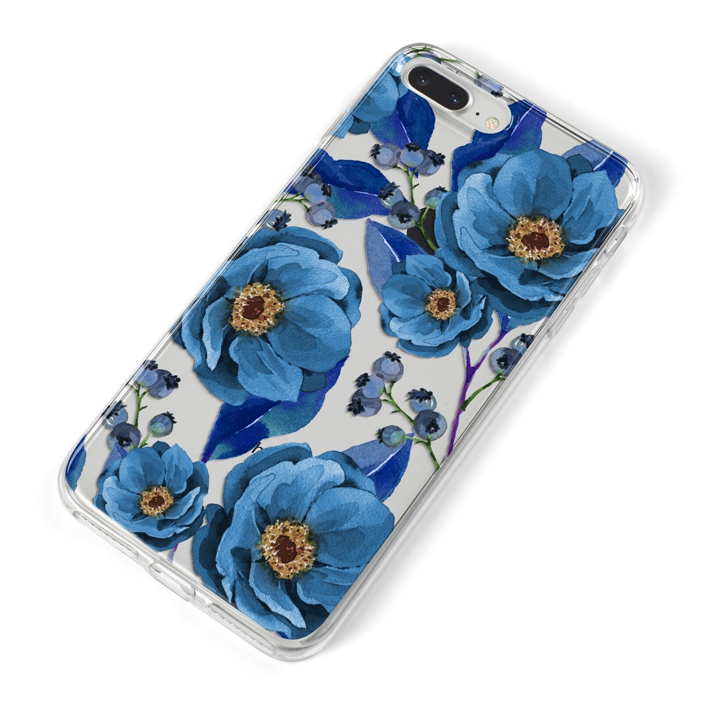 Blue Peonies iPhone 8 Plus Bumper Case on Silver iPhone Alternative Image