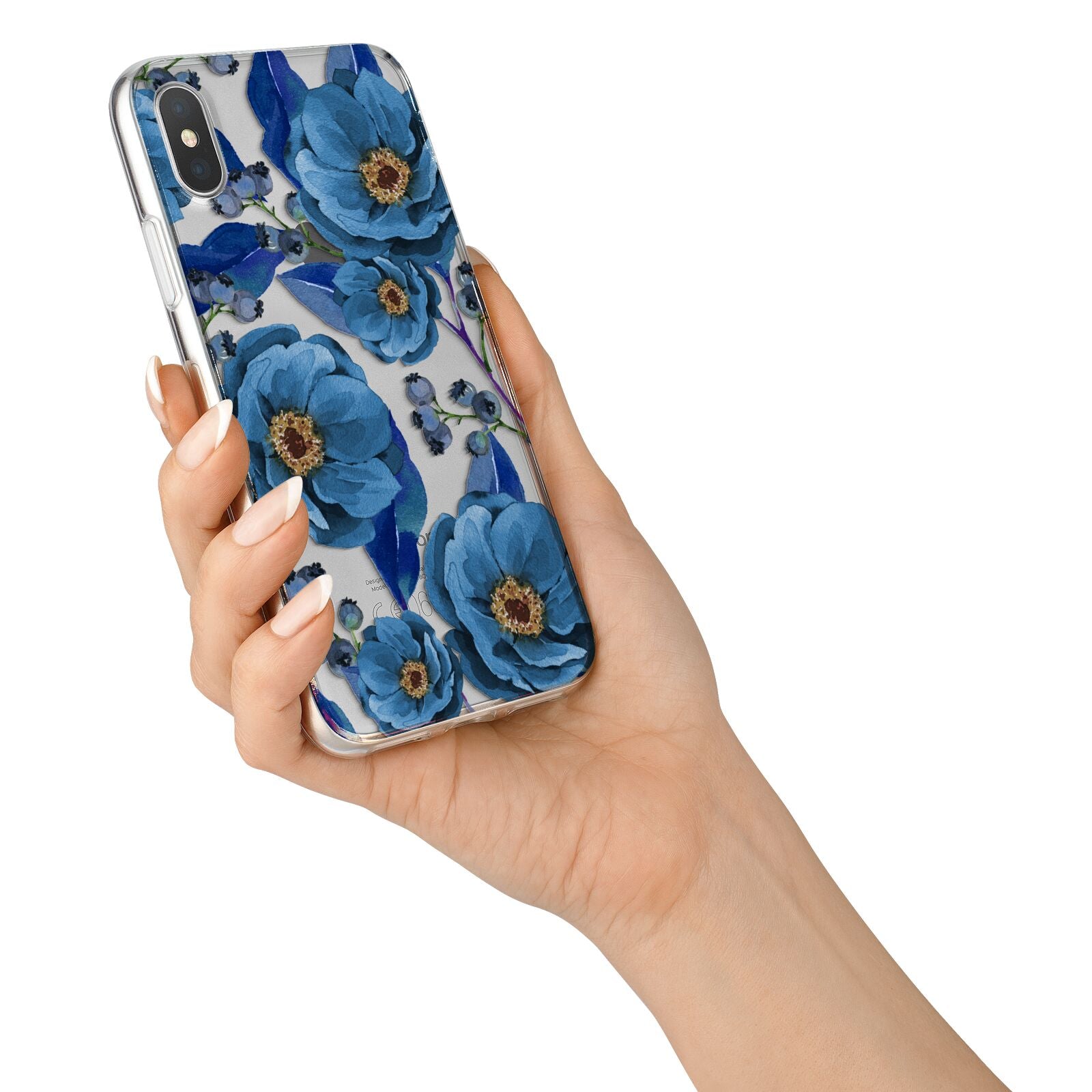 Blue Peonies iPhone X Bumper Case on Silver iPhone Alternative Image 2