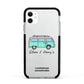 Blue Personalised Campervan Adventures Apple iPhone 11 in White with Black Impact Case