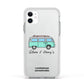 Blue Personalised Campervan Adventures Apple iPhone 11 in White with White Impact Case